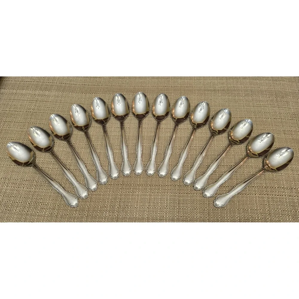Oneida MELINDA Stainless, Flower Tip, Glossy - -  Lot‎ Of 14 Teaspoons 6 1/4